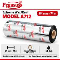 Extreme Wax/Resin-A712,64mmx74mtr,0.5 inch core With Notch,Ink Out